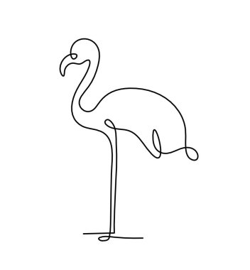Soyut flamingo silueti beyaz üzerine çizgi çiziyor