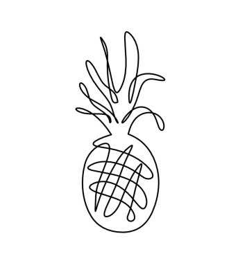 Beyaz arkaplanda ananas çizimi