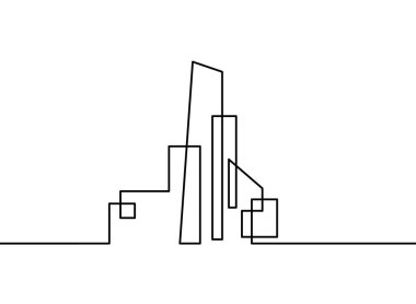 Beyaz arkaplanda sürekli çizgiler olarak soyut mimari