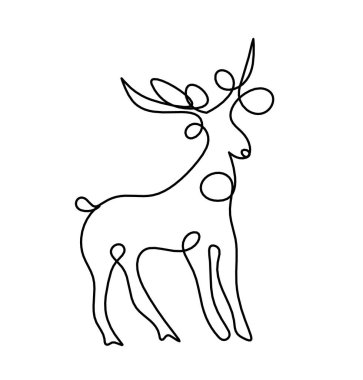 Soyut geyik silueti beyaz çizgiye çizilmiş gibi