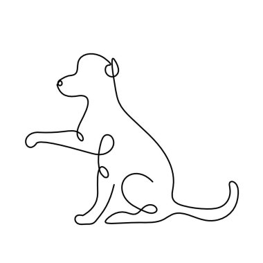 Soyut köpek silueti beyaz üzerine çizgi çiziyor