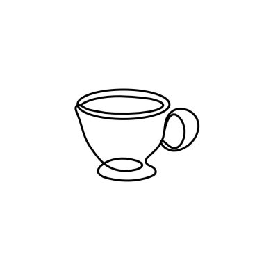 Arkaplan olarak beyaz üzerine çizgiler olarak soyut fincan