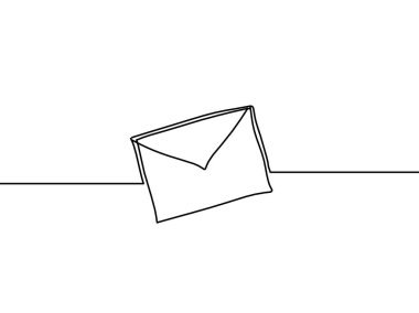 Beyaz arkaplanda çizgi çizimi olarak soyut kağıt zarf