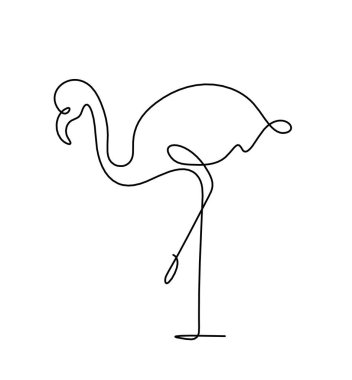 Soyut flamingo silueti beyaz üzerine çizgi çiziyor
