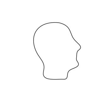 Beyaz arkaplanda çizgi çizimi olarak insan silueti profili