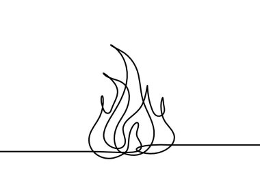 Beyaz arkaplanda çizgi çizimi olarak soyut ateş