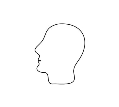 Beyaz arkaplanda çizgi çizimi olarak insan silueti profili