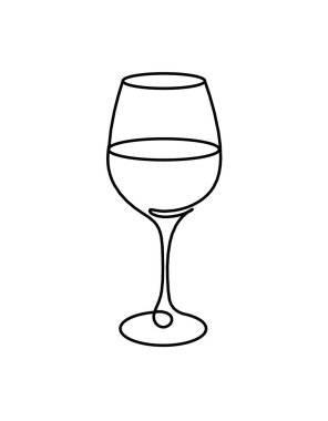 Beyaz arkaplanda şarap kadehi çizimi