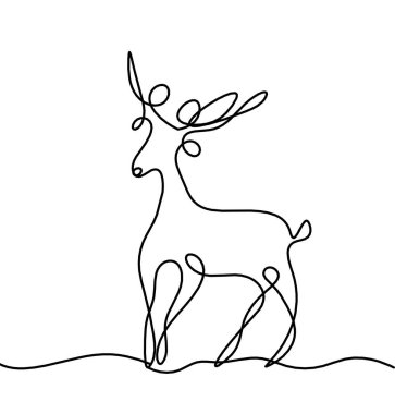 Soyut geyik silueti beyaz çizgiye çizilmiş gibi