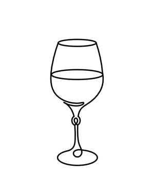 Beyaz arkaplanda şarap kadehi çizimi