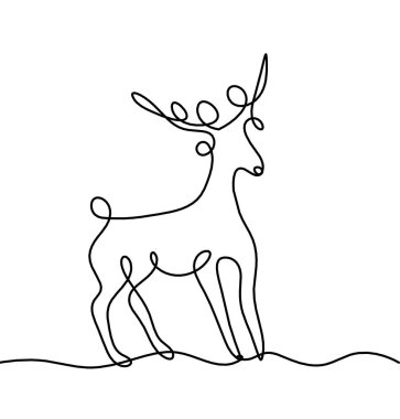 Soyut geyik silueti beyaz çizgiye çizilmiş gibi