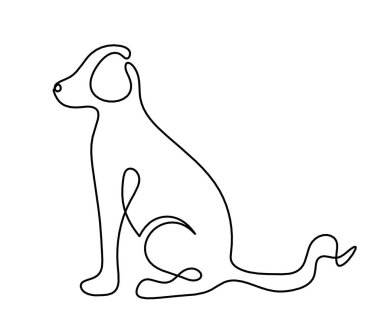 Soyut köpek silueti beyaz üzerine çizgi çiziyor