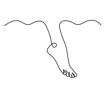 Soyut ayağın silüeti beyaz üzerine çizilen çizgi gibi