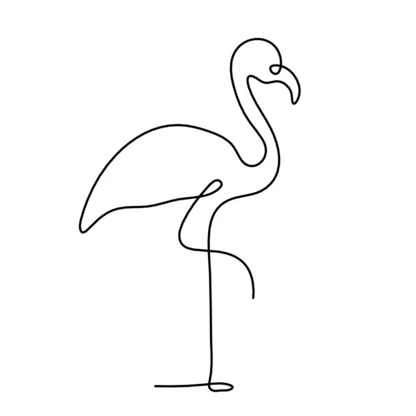 Силуэт Абстрактного Фламинго Виде Линии Рисующей Белом — стоковый вектор
