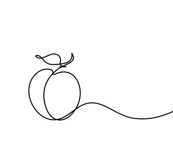 Ligne Dessin Abricot Pêche Nectarine Prune Sur Fond Blanc — Image vectorielle