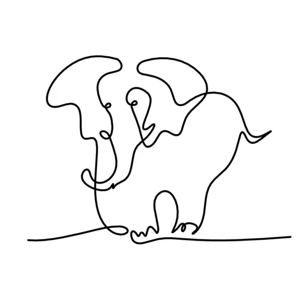 Silhuett Abstrakt Elefant Som Linje Ritning Vitt — Stock vektor