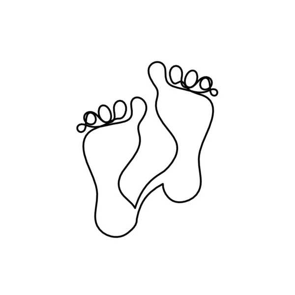 Sylwetka Abstrakcyjnego Footprintu Jako Rysunek Liniowy Białym — Wektor stockowy