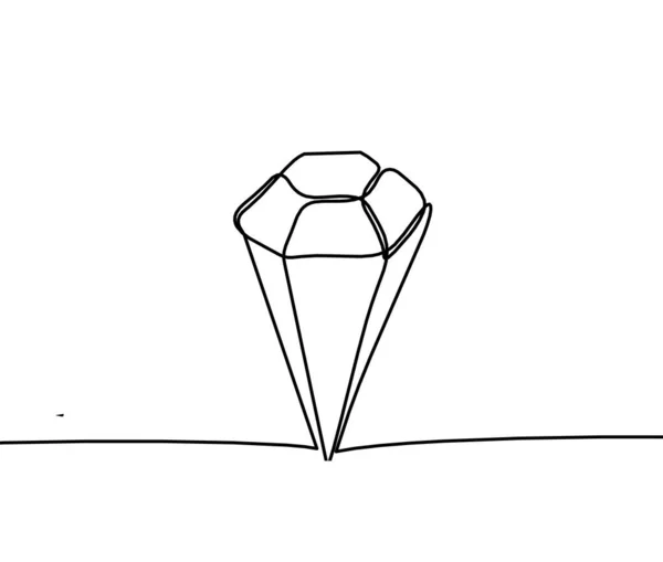 Abstrakt Kristall Som Kontinuerliga Linjer Ritning Vit Bakgrund — Stock vektor
