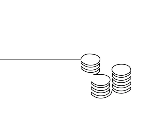 Monedas Abstractas Como Líneas Continuas Dibujando Sobre Fondo Blanco — Vector de stock