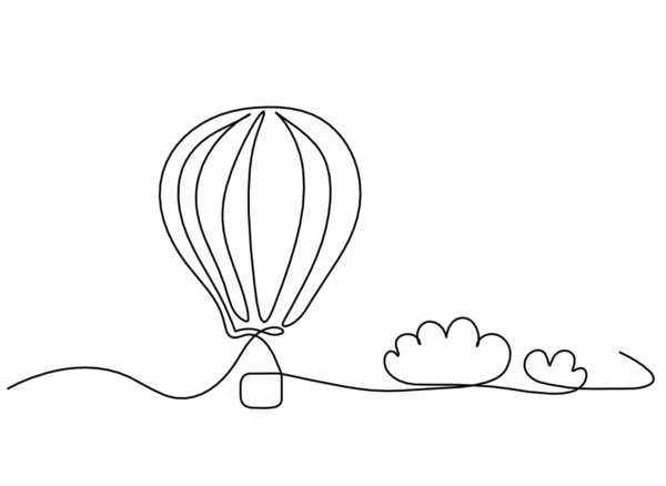 白い背景に線画として雲が描かれた抽象的な気球 — ストックベクタ