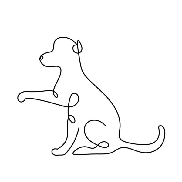 Silhouette Eines Abstrakten Hundes Als Linienzeichnung Auf Weiß — Stockvektor