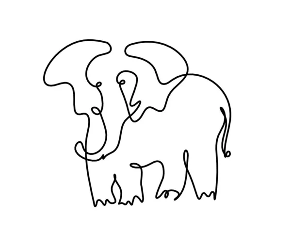 Silhueta Elefante Abstrato Como Desenho Linha Branco — Vetor de Stock