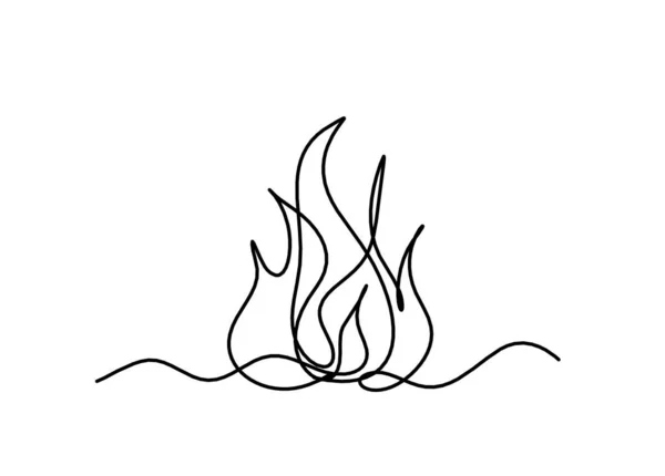 Abstraktes Feuer Als Linienzeichnung Auf Weißem Hintergrund — Stockvektor