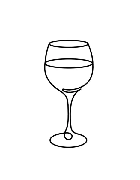 Teken Lijn Wijnglas Witte Achtergrond — Stockvector