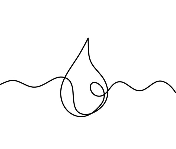 Abstract drop as line drawing on white background