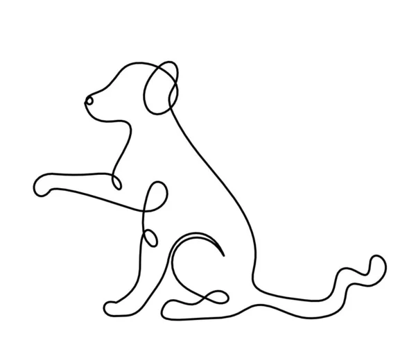 Силуэт Абстрактной Собаки Чертеж Линии Белом — стоковый вектор