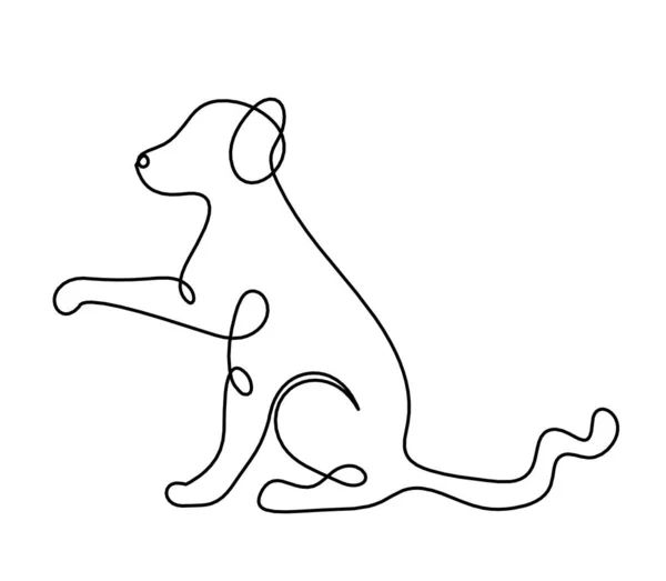 Silhouette Abstract Dog Line Drawing White — Stock Vector