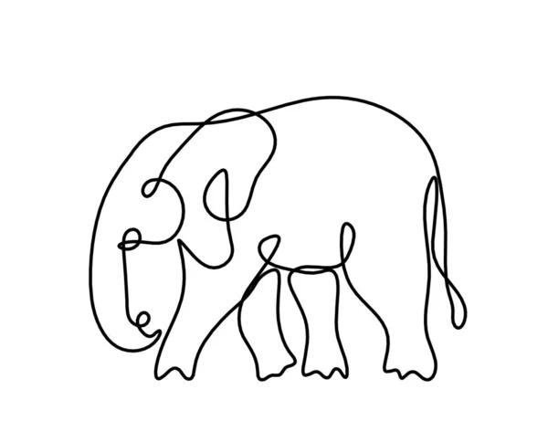 Silhouette Eines Abstrakten Elefanten Als Linienzeichnung Auf Weiß — Stockvektor