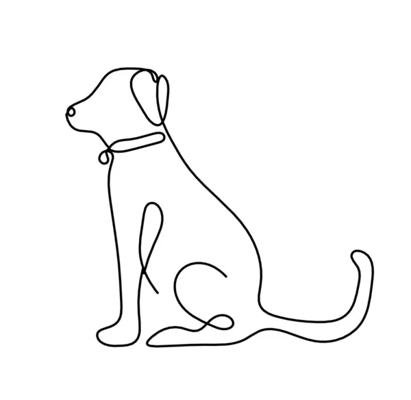 Silueta Abstraktního Psa Jako Čára Kresby Bílém — Stockový vektor