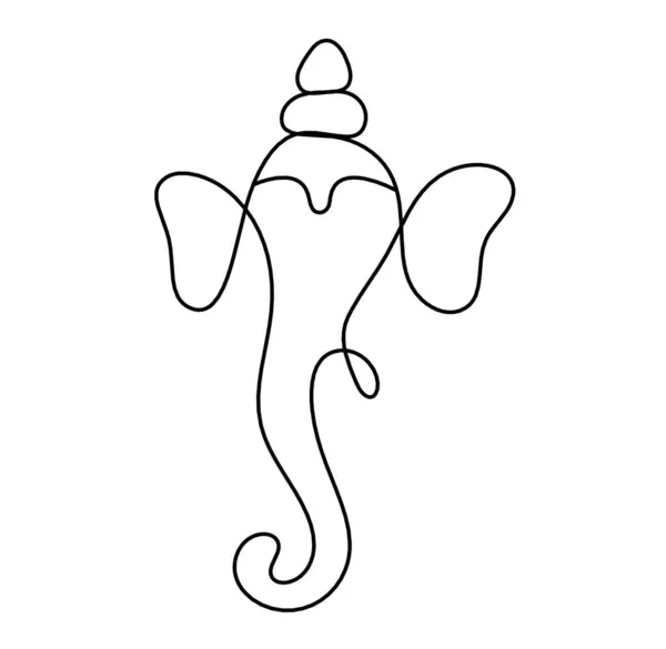 Silueta Del Señor Ganesha Como Dibujo Línea Sobre Fondo Blanco — Vector de stock