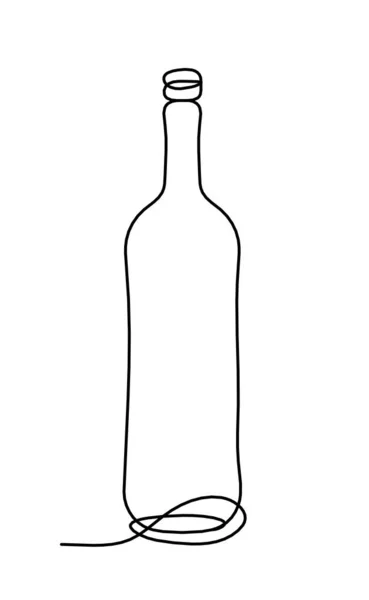 Tekening Fles Champagne Wijn Witte Achtergrond — Stockvector