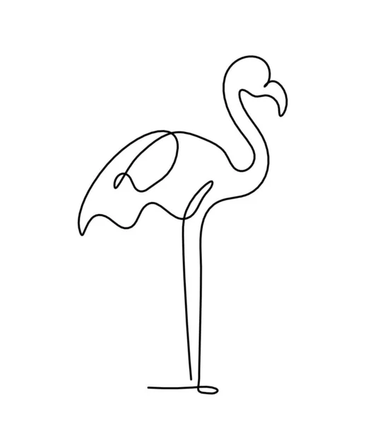 Силуэт Абстрактного Фламинго Виде Линии Рисующей Белом — стоковый вектор