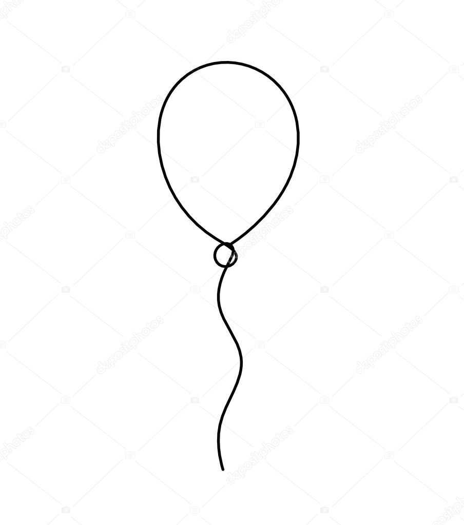Abstract air balloon as line drawing on white background
