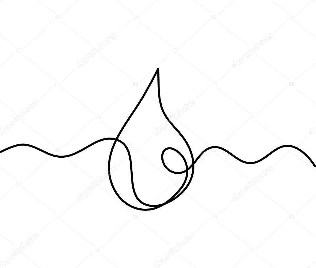 Abstract drop as line drawing on white background