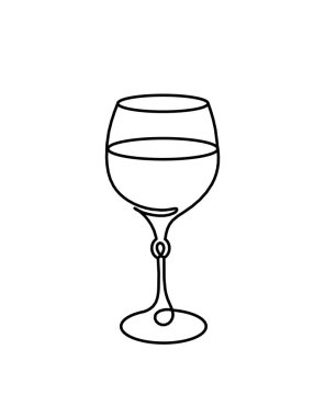 Beyaz arkaplanda şarap kadehi çizimi