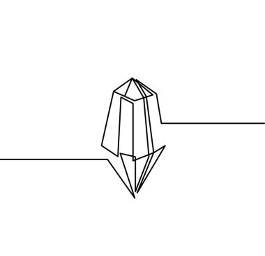 Beyaz arkaplanda sürekli çizgiler olarak soyut kristal