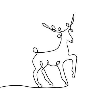 Soyut geyik silueti beyaz çizgiye çizilmiş gibi