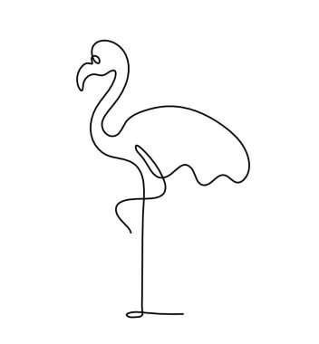 Soyut flamingo silueti beyaz üzerine çizgi çiziyor