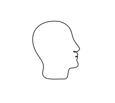 Beyaz arkaplanda çizgi çizimi olarak insan silueti profili