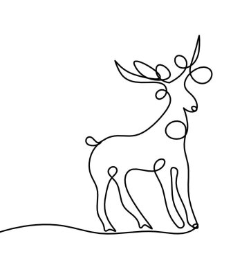 Soyut geyik silueti beyaz çizgiye çizilmiş gibi
