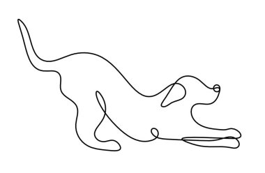 Soyut köpek silueti beyaz üzerine çizgi çiziyor