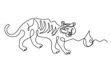 Su elementi (feng shui) beyaz üzerine çizgi çizen soyut kaplan silueti