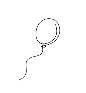 Beyaz arkaplanda çizgi çizimi olarak soyut hava balonu