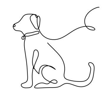 Soyut köpek silueti beyaz üzerine çizgi çiziyor