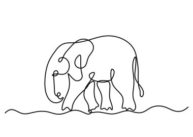 Soyut fil silueti beyaz üzerine çizgi çiziyor