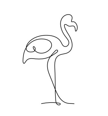 Soyut flamingo silueti beyaz üzerine çizgi çiziyor